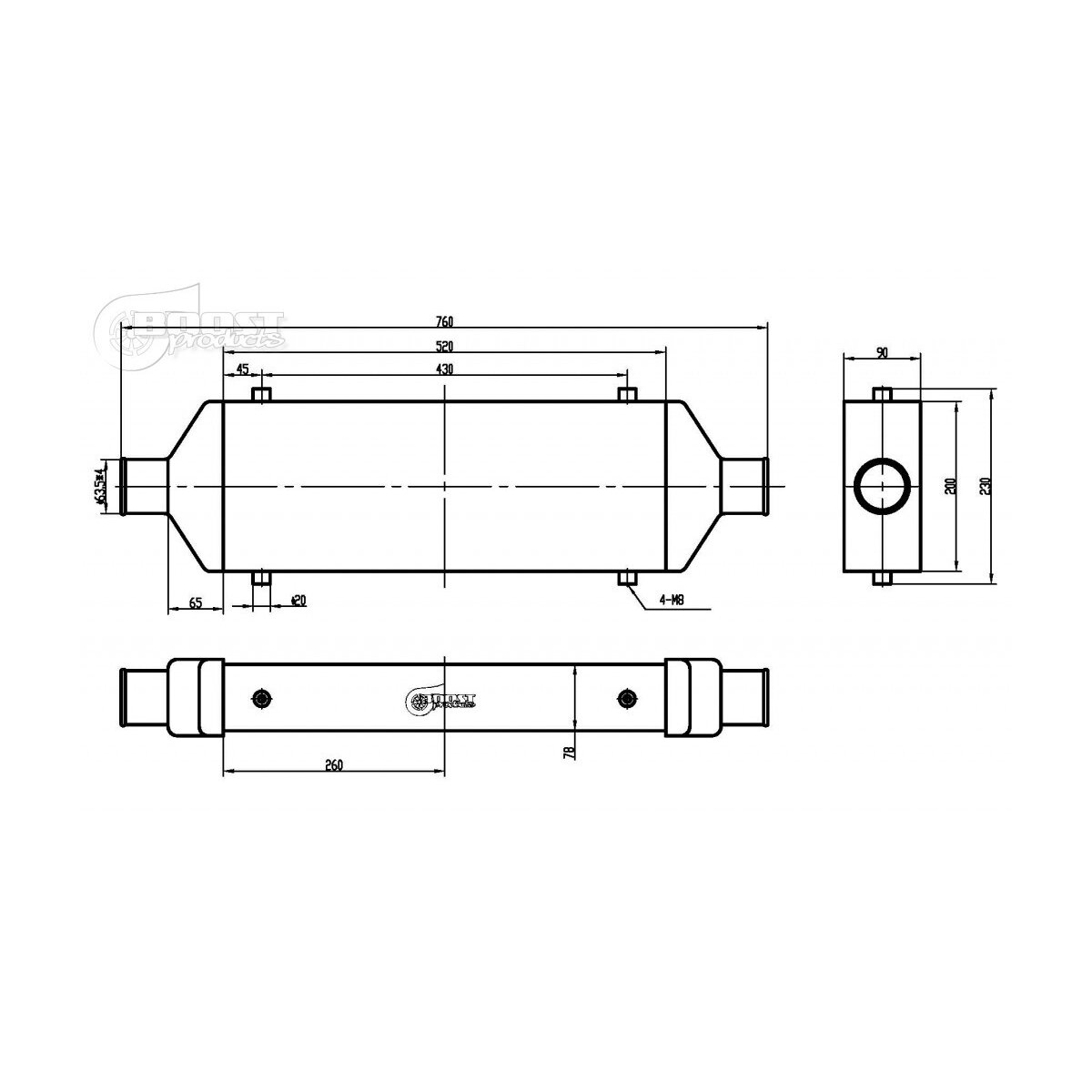 Ladeluftkühler Competition 520x197x90mm - 63mm - 400PS