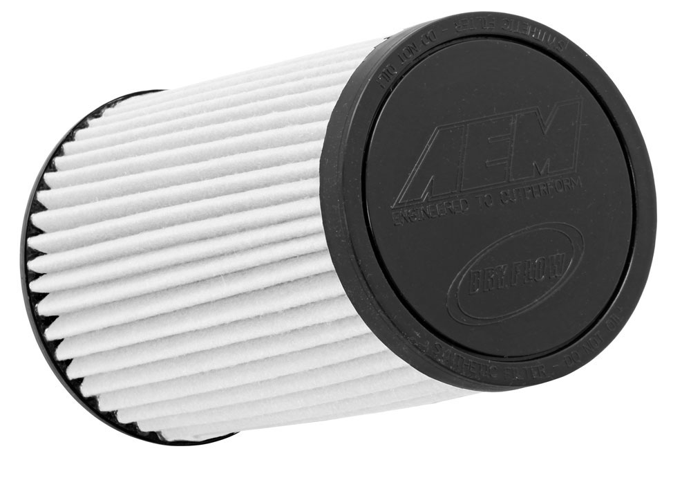 AEM DryFlow Sportluftfilter 89mm 3,5 Zoll Anschluss 227mm hoch konisch weiß