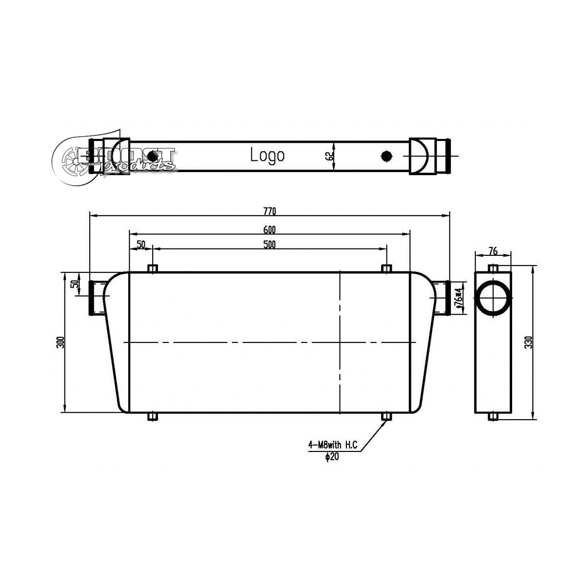 Ladeluftkühler Competition 600x300x76mm - 76mm - 600PS