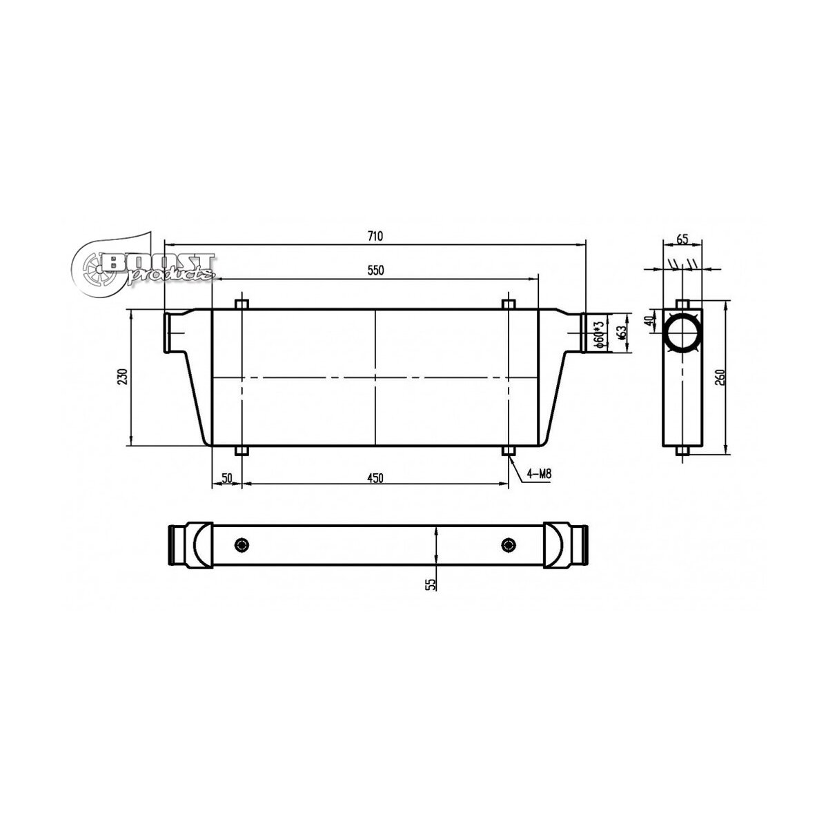 Ladeluftkühler Competition 550x230x65mm - 60mm - 500PS