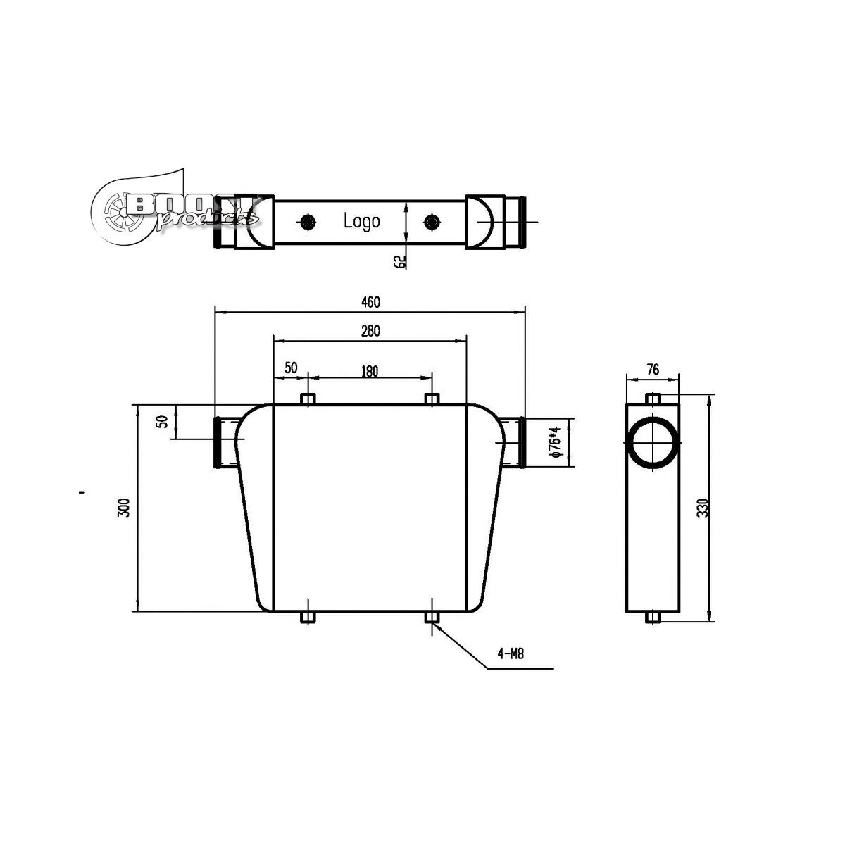Ladeluftkühler Competition 280x300x76mm - 76mm - 300PS