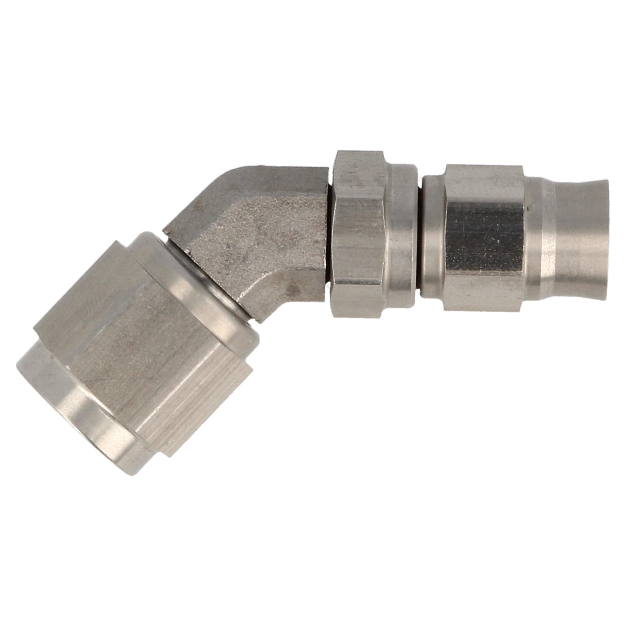 QSP Edelstahl Kupplungs- und Bremssystem Fitting weiblich / weiblich 45° AN4 Dash 4 - AN3 Dash 3