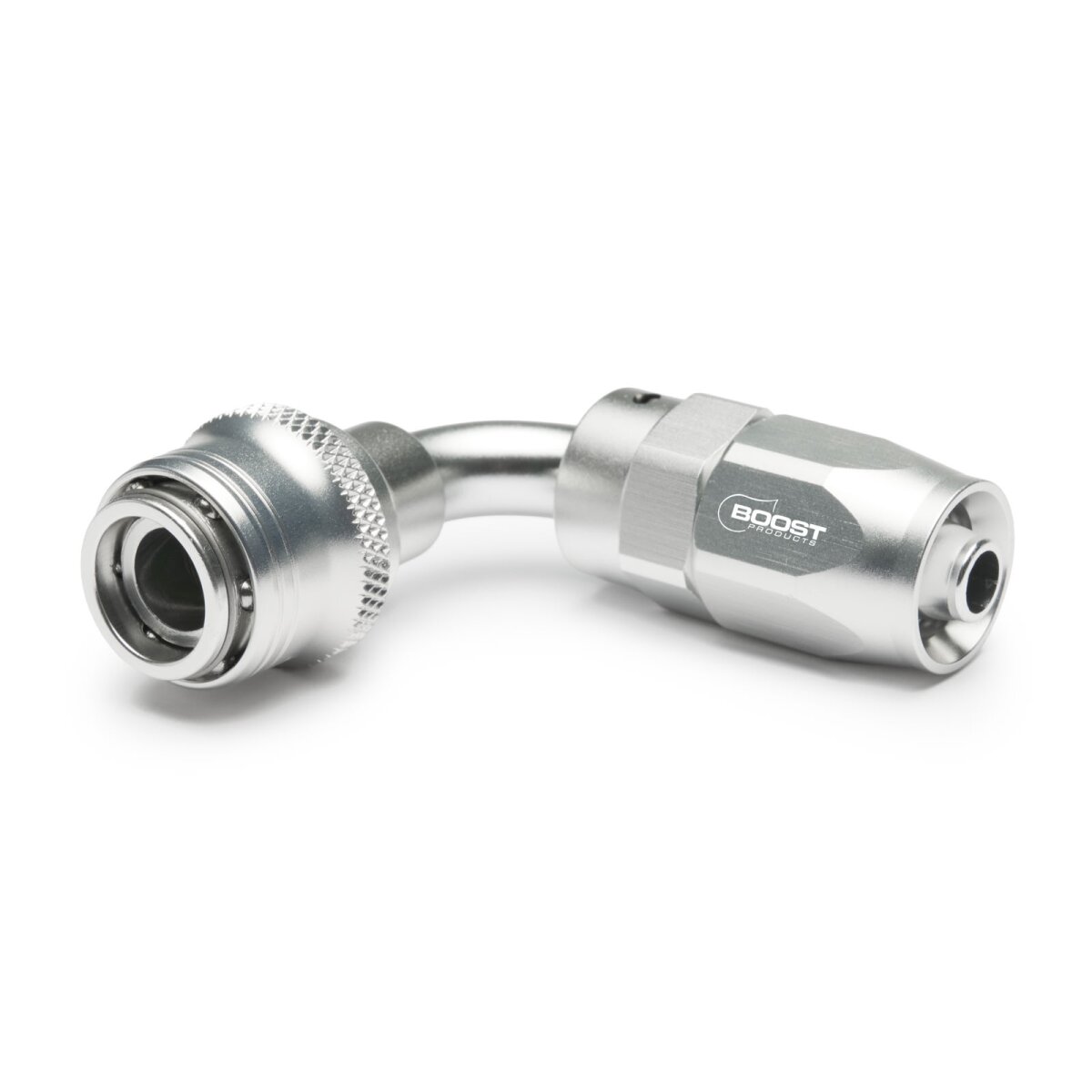 Quick Click Schlauchanschluss Fitting weiblich Dash 6 / -06 AN - 90° - silber matt