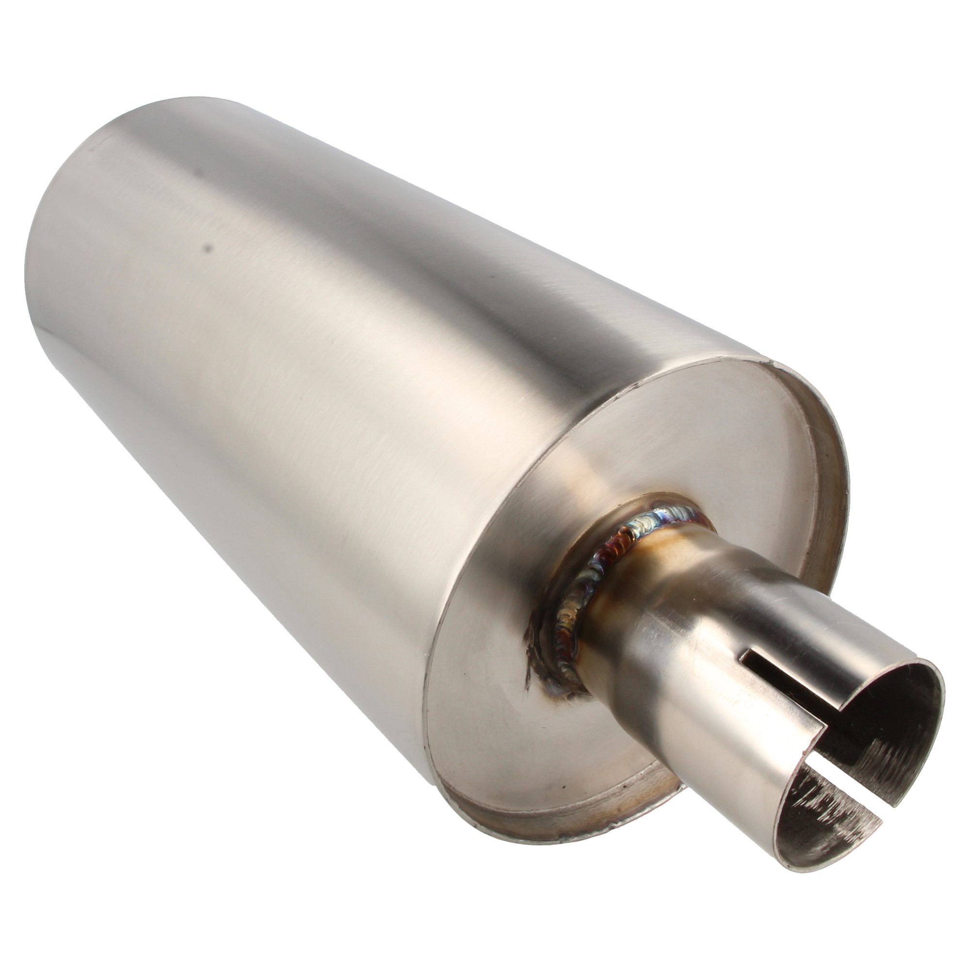 QSP Edelstahl Auspuff Schalldämpfer rund 2.5Zoll 63.5mm