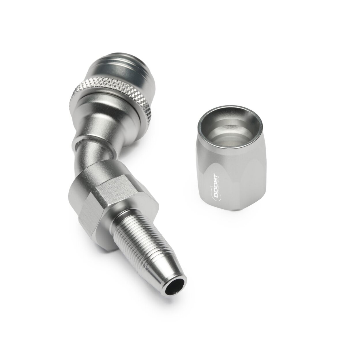 Quick Click Schlauchanschluss Fitting weiblich Dash 6 / -06 AN - 45° - silber matt