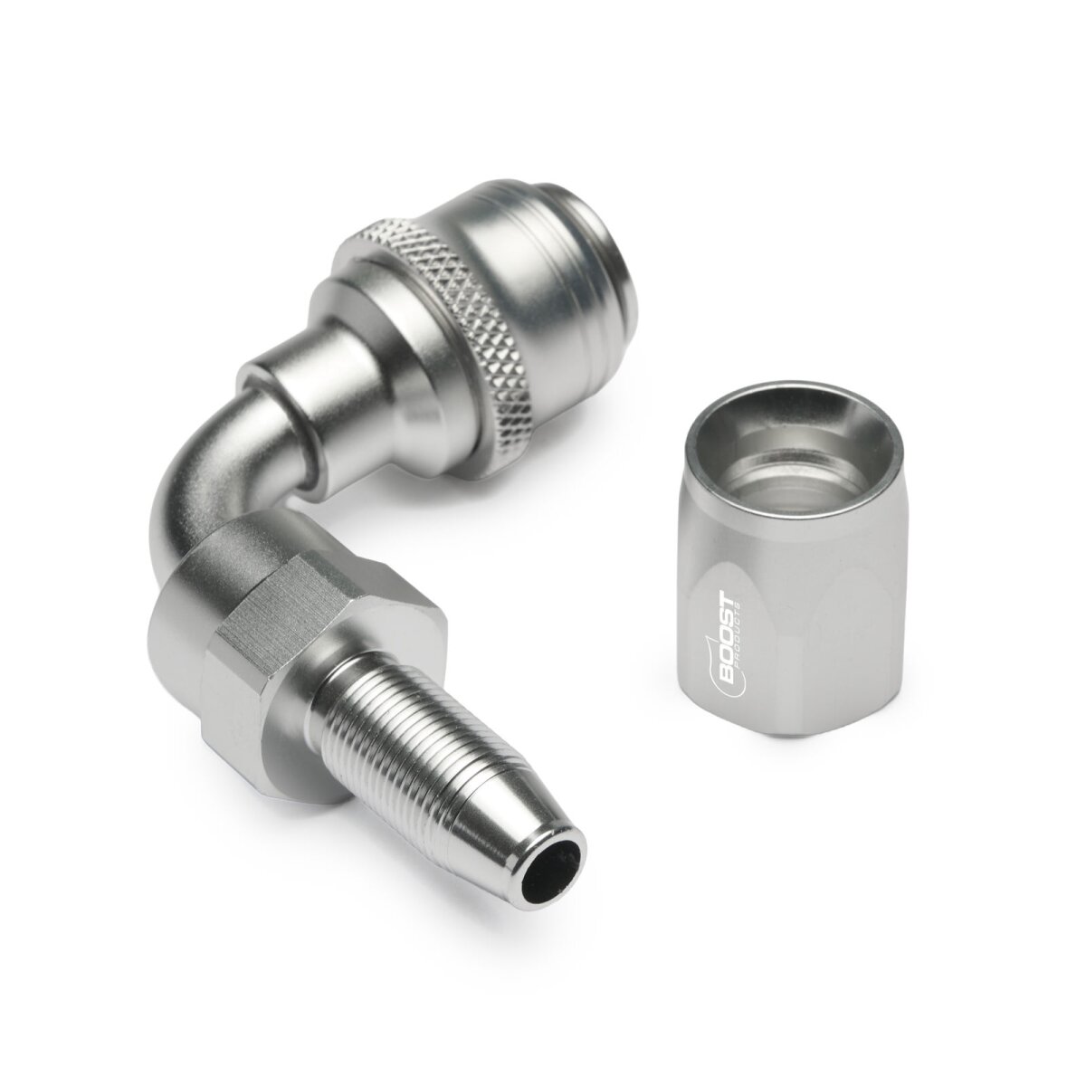 Quick Click Schlauchanschluss Fitting weiblich Dash 6 / -06 AN - 90° - silber matt
