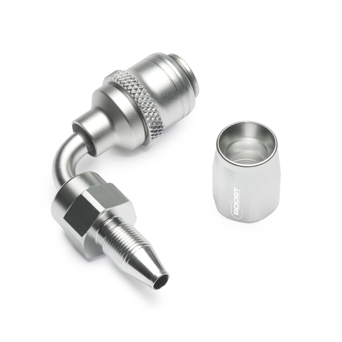 Quick Click Schlauchanschluss Fitting weiblich Dash 4 / -04 AN - 90° - silber matt