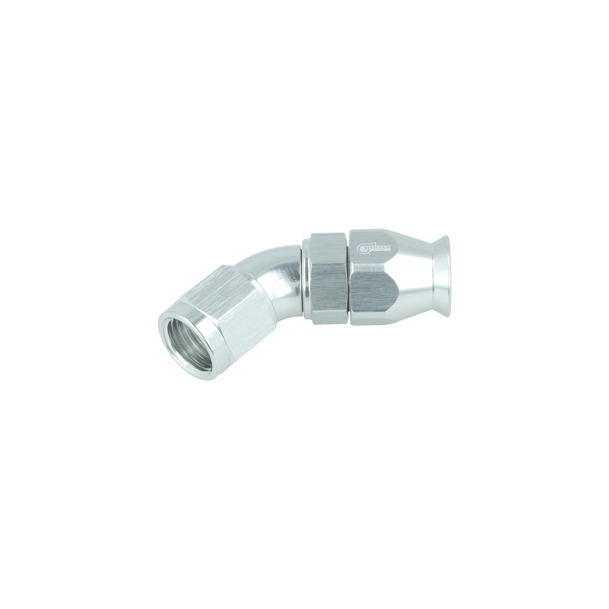 High Flow PTFE Schlauchanschluss Fitting drehbar Dash 6 - 45° - silber