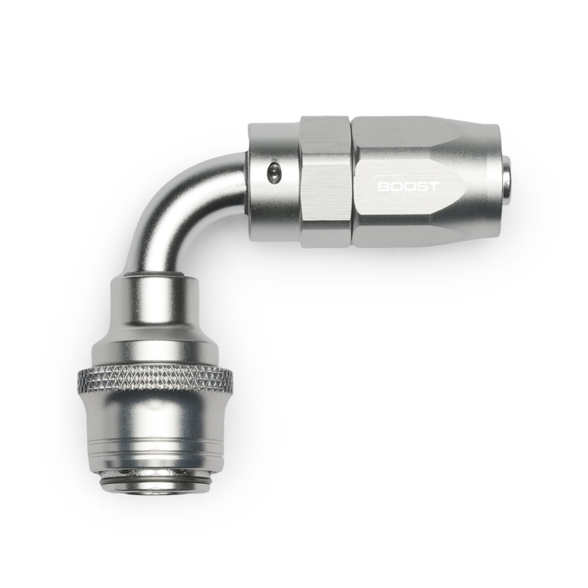 Quick Click Schlauchanschluss Fitting weiblich Dash 6 / -06 AN - 90° - silber matt