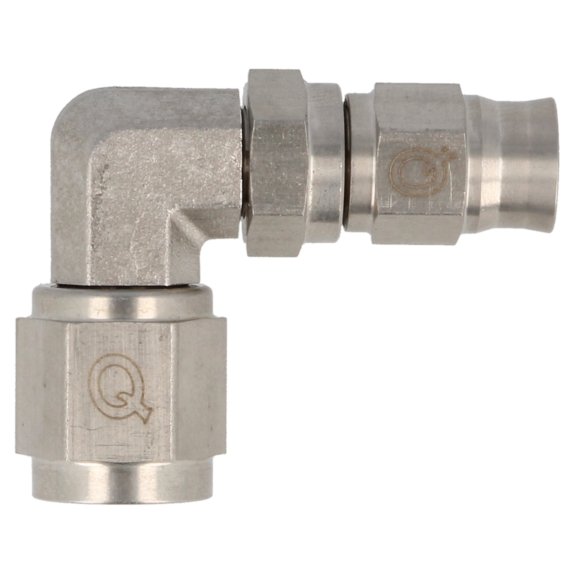 QSP Edelstahl Kupplungs- und Bremssystem Fitting weiblich / weiblich 90° AN4 Dash 4 - AN3 Dash 3